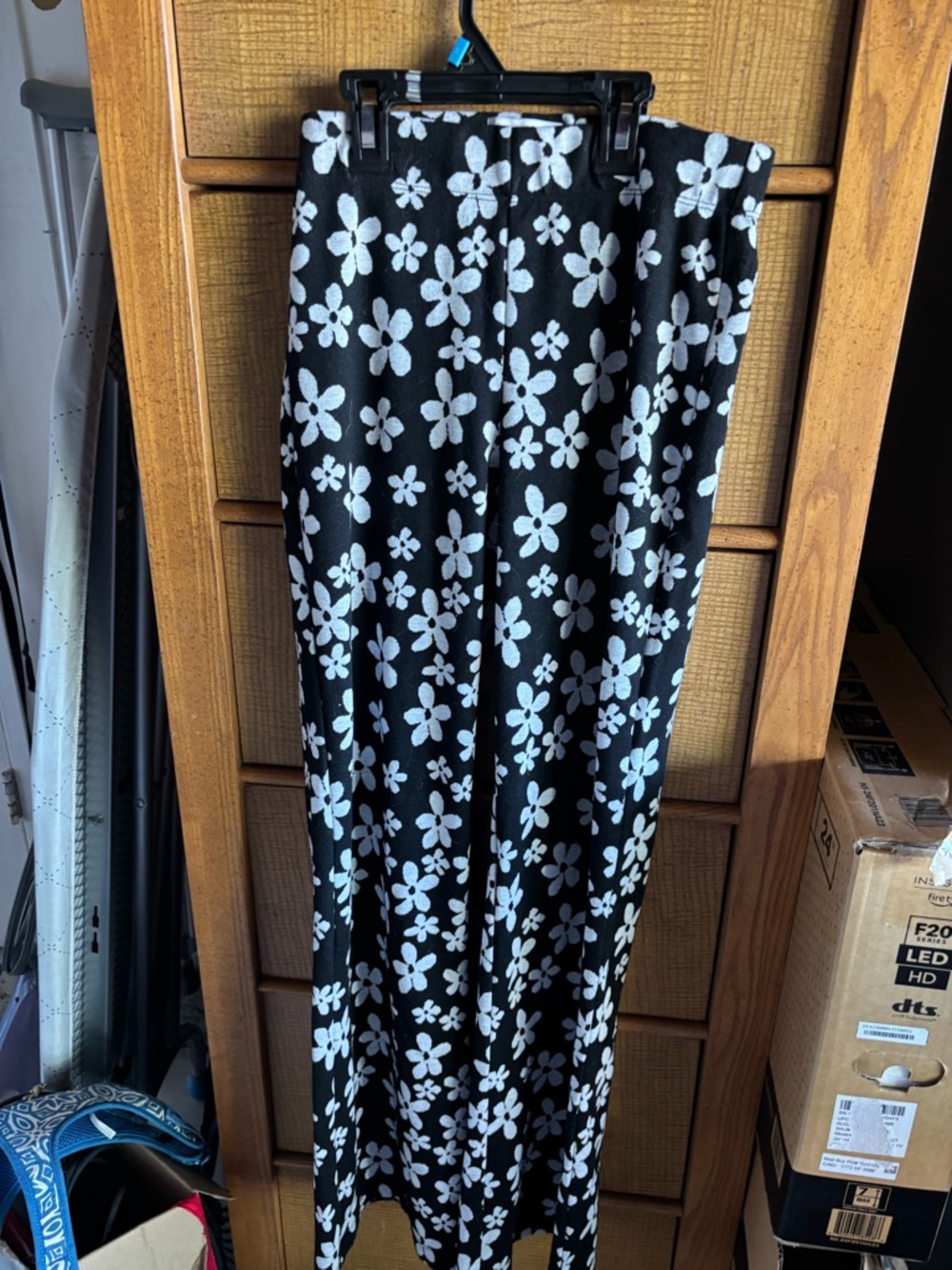 Urban Outfitters Black Floral Boot Flare Pants